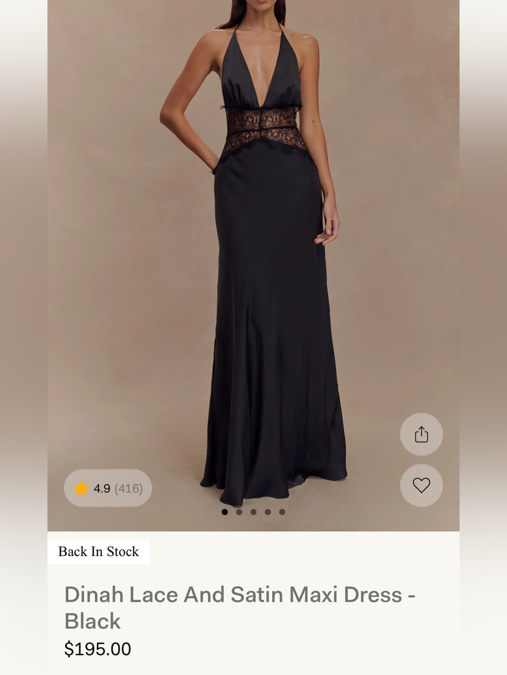 Elegant Meshki Black Lace-Panel maxi dress